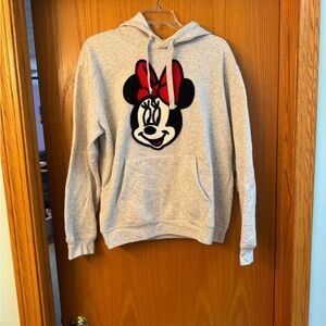 Disney Heather Gray Minnie Mouse Embroidered hoodie sweatshirt